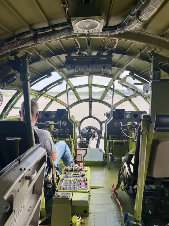 Looking forward into the cockpit